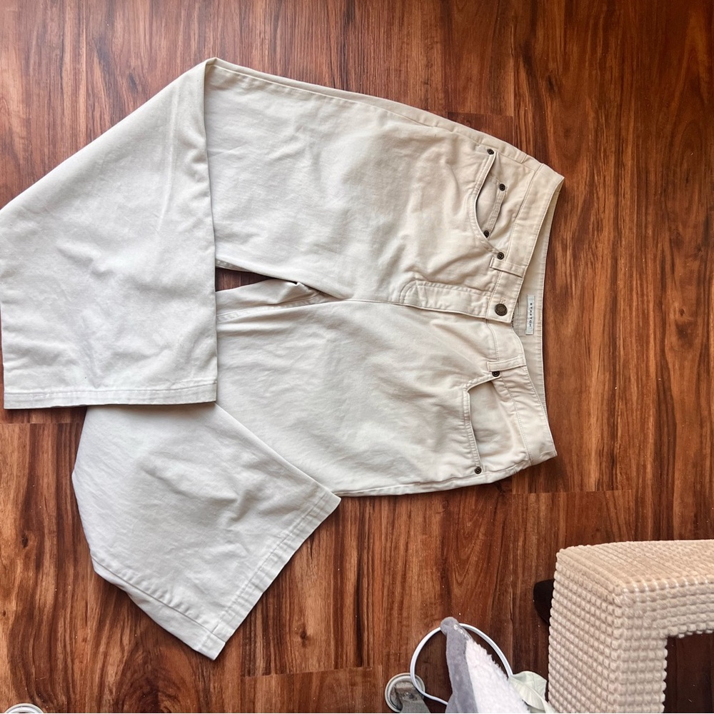 Jones New York Cropped Wide Leg Pants Jeans Khaki Cotton Blend